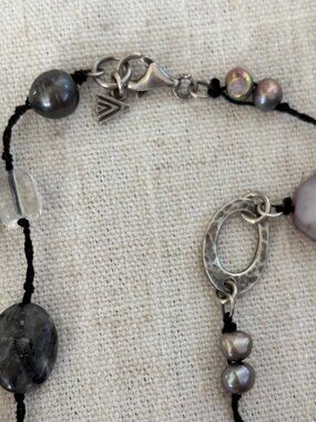 Silpada Sterling Silver Black Hematite and Grey Pearl Beaded Necklace